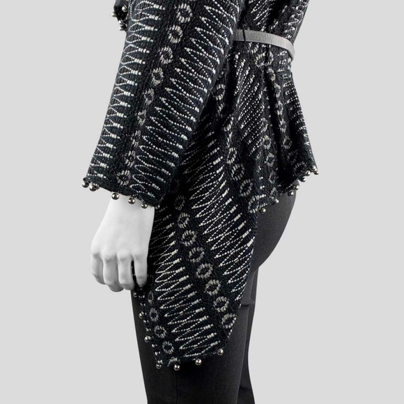 Marc Jacobs Black and White Knit Open-Front Cape - Picture 3 of 6